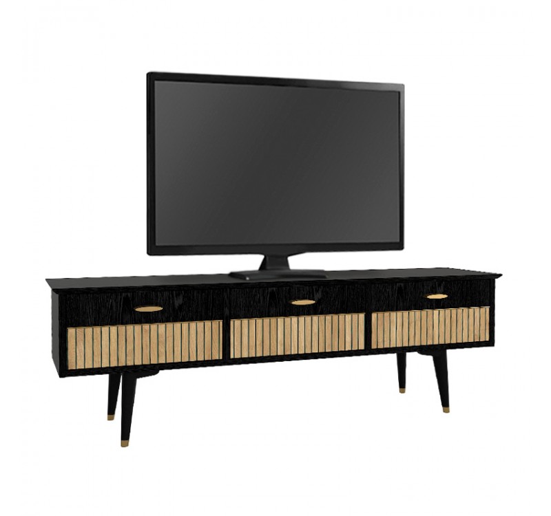 Έπιπλο τηλεόρασης Bolea Megapap χρώμα modern black 150x35x49,7 εκ.