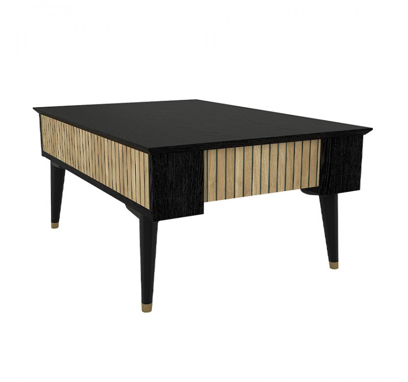 Τραπεζάκι σαλονιού Bolea Megapap χρώμα modern black - φυσικό οξιάς 90x60x38,6εκ.