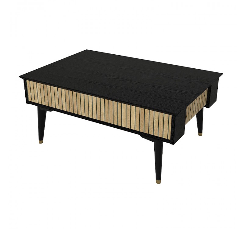 Τραπεζάκι σαλονιού Bolea Megapap χρώμα modern black - φυσικό οξιάς 90x60x38,6εκ.