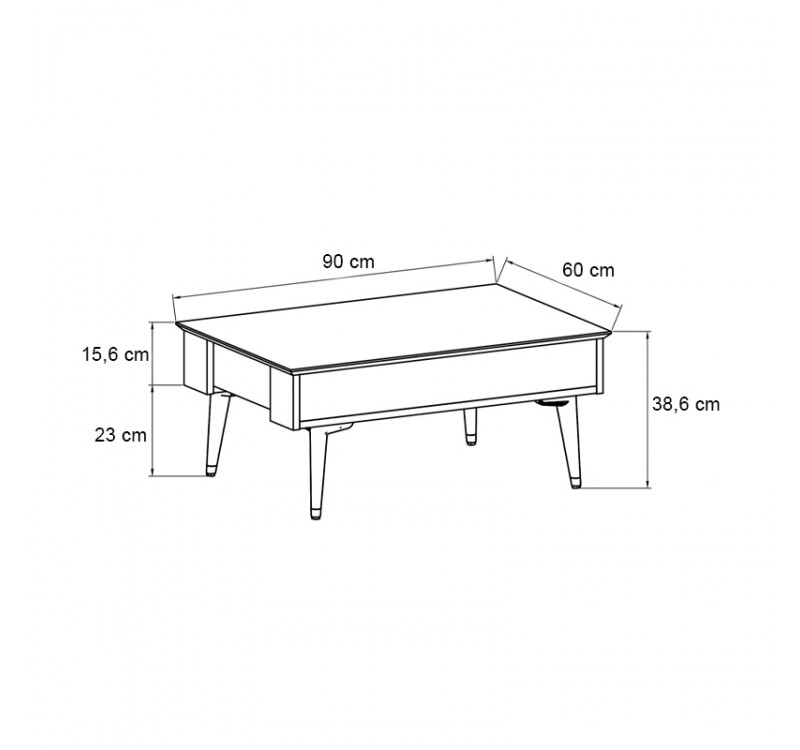 Τραπεζάκι σαλονιού Bolea Megapap χρώμα modern black - φυσικό οξιάς 90x60x38,6εκ.