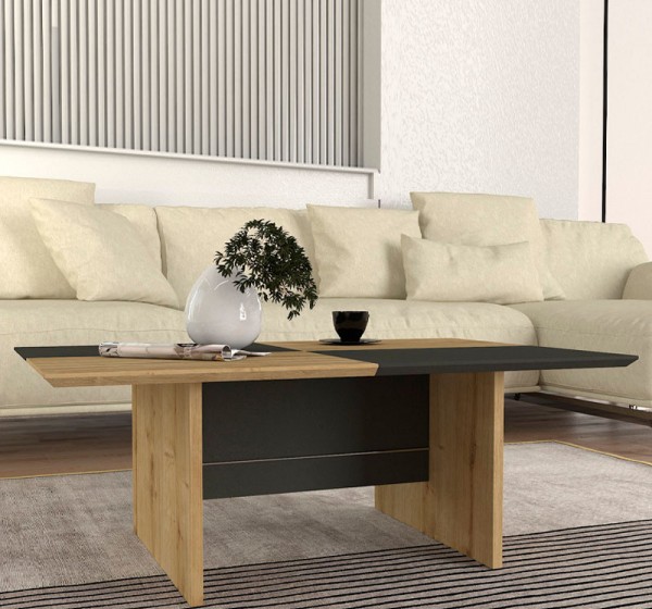 Τραπεζάκι σαλονιού Venita Megapap χρώμα sapphire oak - ανθρακί 90x60x33,8εκ.