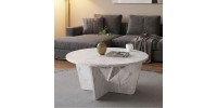 Τραπεζάκι σαλονιού Lagerta Megapap χρώμα λευκό εφέ μαρμάρου Ø75x35εκ.