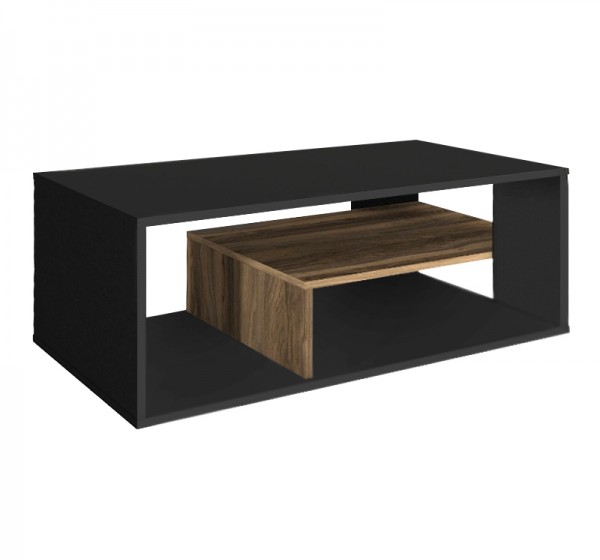 Τραπεζάκι σαλονιού Abdera Megapap χρώμα μαύρο - καρυδί 110x60x42εκ.
