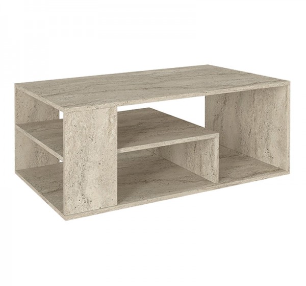 Τραπεζάκι σαλονιού Abdera Megapap χρώμα travertine 110x60x42εκ.