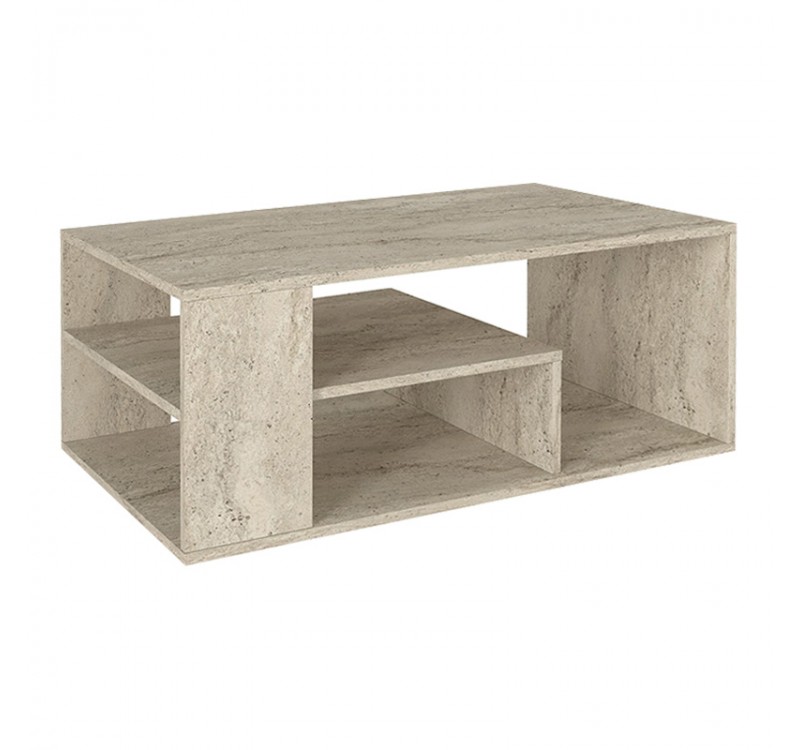 Τραπεζάκι σαλονιού Abdera Megapap χρώμα travertine 110x60x42εκ.