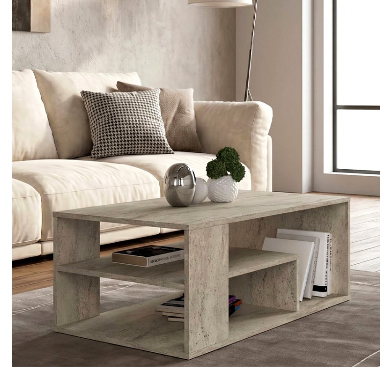 Τραπεζάκι σαλονιού Abdera Megapap χρώμα travertine 110x60x42εκ.