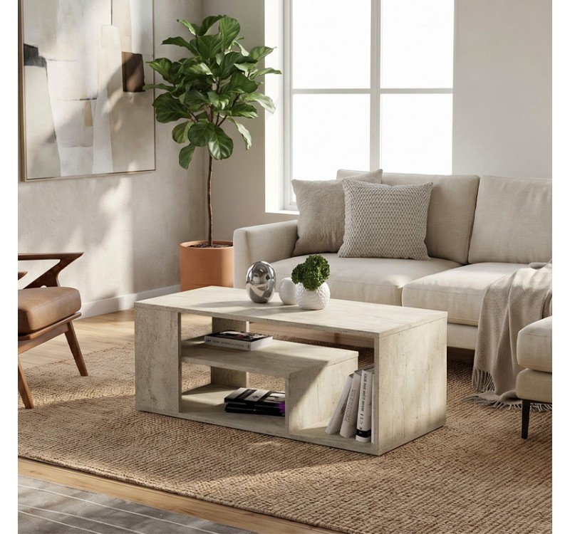 Τραπεζάκι σαλονιού Abdera Megapap χρώμα travertine 110x60x42εκ.