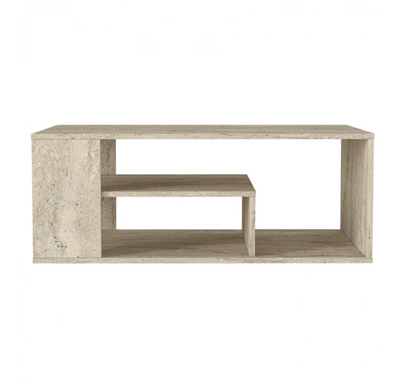 Τραπεζάκι σαλονιού Abdera Megapap χρώμα travertine 110x60x42εκ.