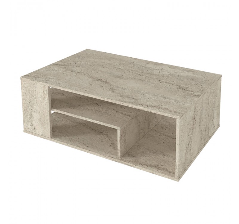 Τραπεζάκι σαλονιού Abdera Megapap χρώμα travertine 110x60x42εκ.