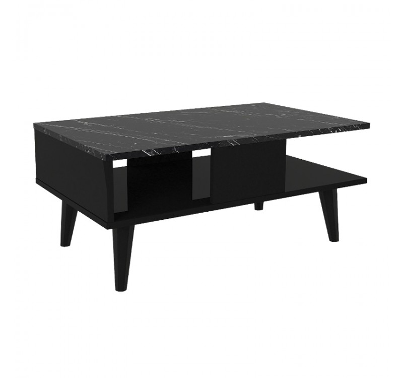 Τραπεζάκι σαλονιού Andros Megapap χρώμα μαύρο - μαύρο εφέ μαρμάρου 90x54x39,6εκ.