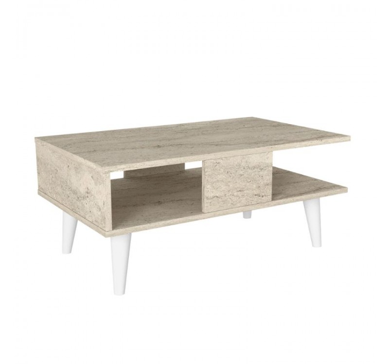 Τραπεζάκι σαλονιού Andros Megapap χρώμα travertine 90x54x39,6εκ.
