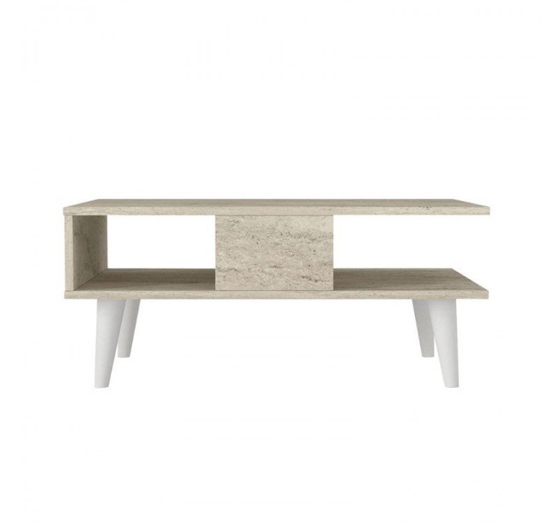 Τραπεζάκι σαλονιού Andros Megapap χρώμα travertine 90x54x39,6εκ.