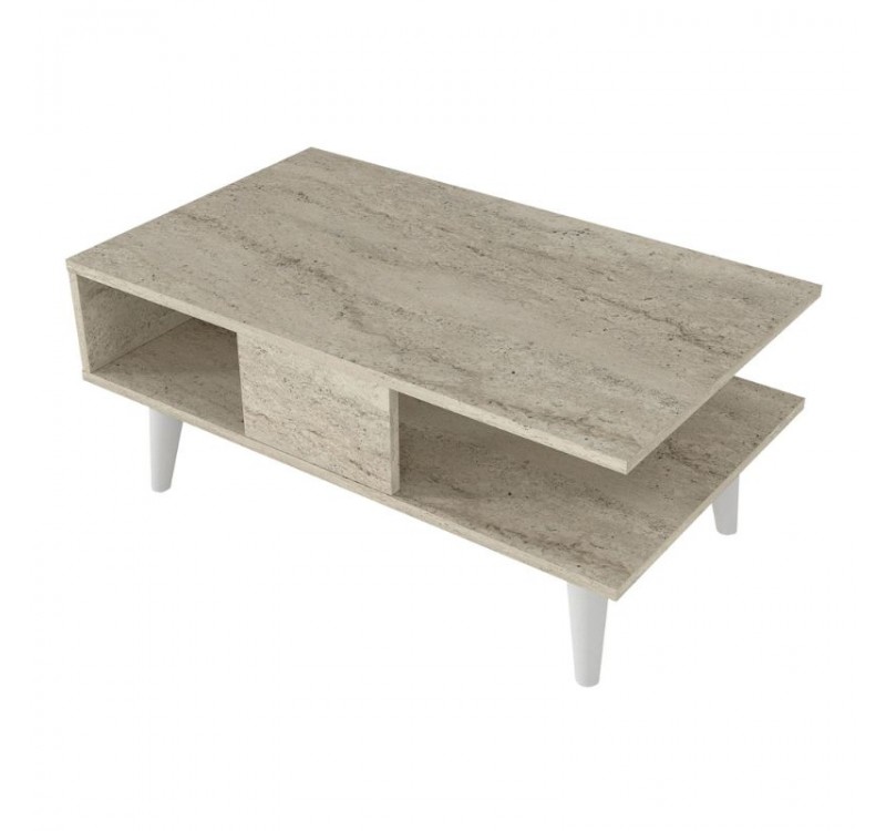 Τραπεζάκι σαλονιού Andros Megapap χρώμα travertine 90x54x39,6εκ.