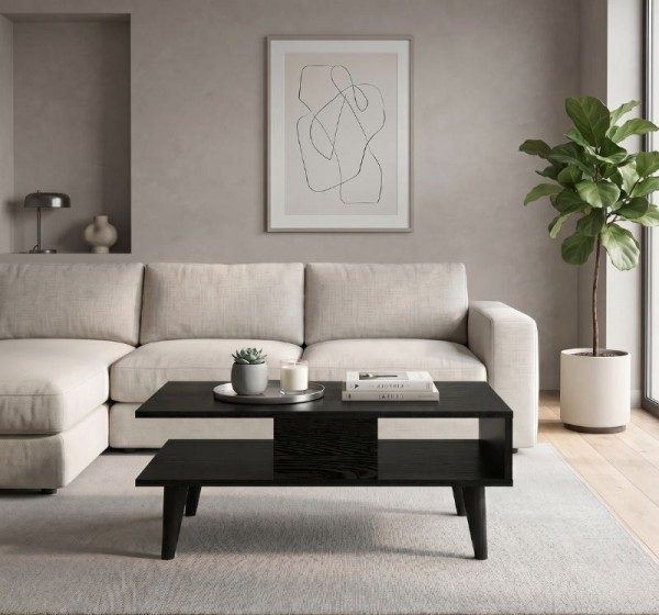 Τραπεζάκι σαλονιού Andros Megapap χρώμα sencron black 90x54x39,6εκ.