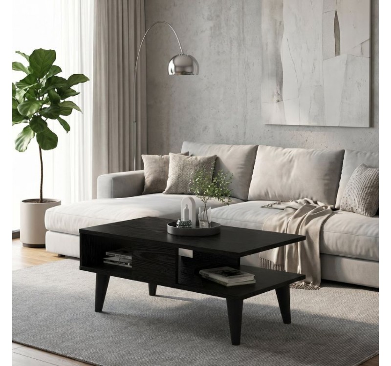 Τραπεζάκι σαλονιού Andros Megapap χρώμα sencron black 90x54x39,6εκ.