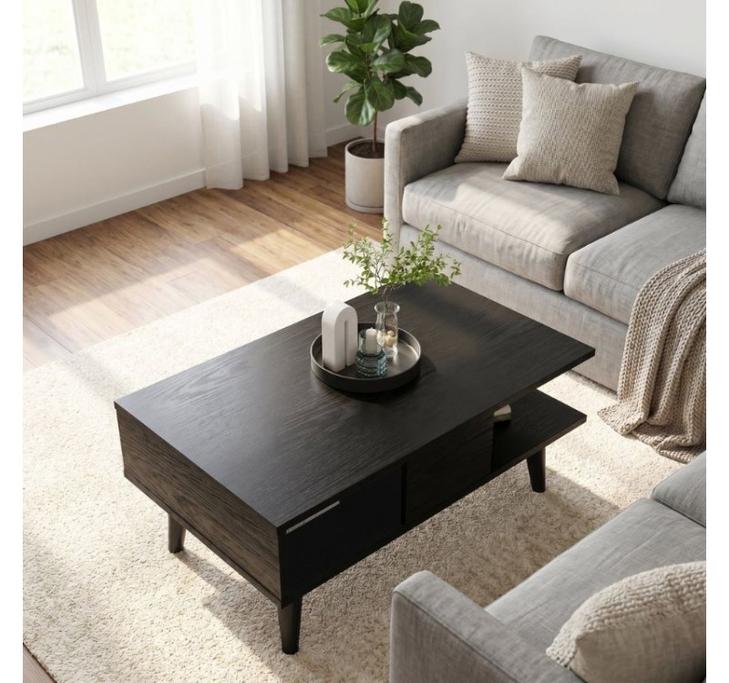 Τραπεζάκι σαλονιού Andros Megapap χρώμα sencron black 90x54x39,6εκ.