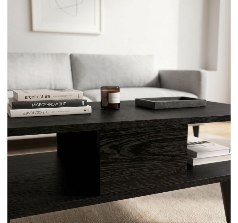 Τραπεζάκι σαλονιού Andros Megapap χρώμα sencron black 90x54x39,6εκ.