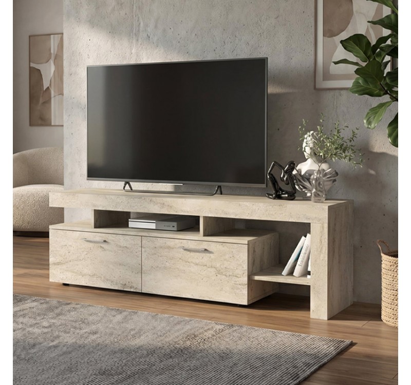 Έπιπλο τηλεόρασης Acnes Megapap χρώμα travertine 160x40x53εκ.