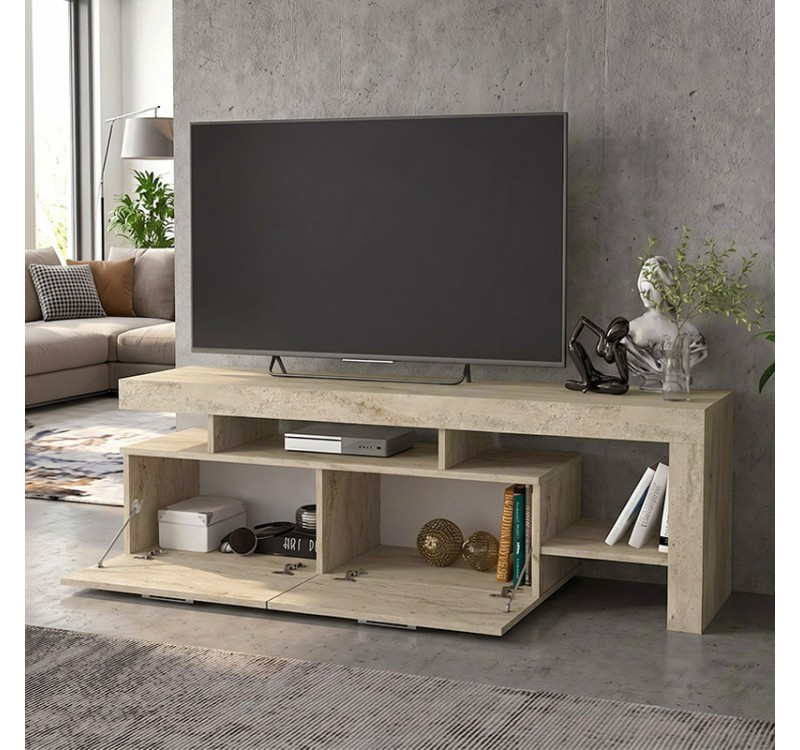 Έπιπλο τηλεόρασης Acnes Megapap χρώμα travertine 160x40x53εκ.
