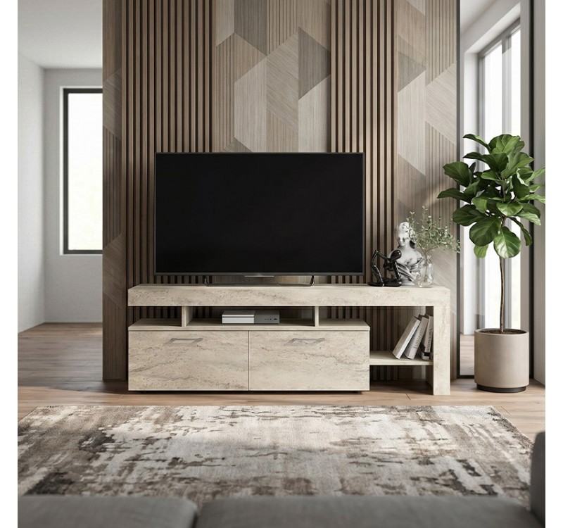 Έπιπλο τηλεόρασης Acnes Megapap χρώμα travertine 160x40x53εκ.