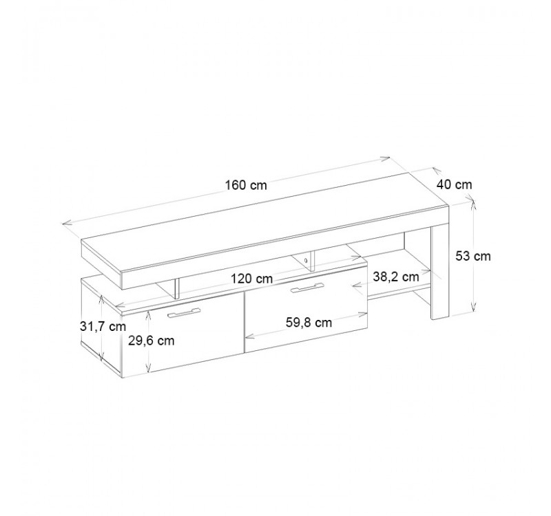 Έπιπλο τηλεόρασης Acnes Megapap χρώμα travertine 160x40x53εκ.