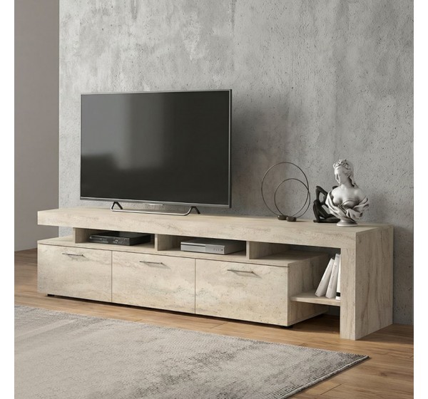 Έπιπλο τηλεόρασης Acnes Megapap χρώμα travertine 220x40x52εκ.