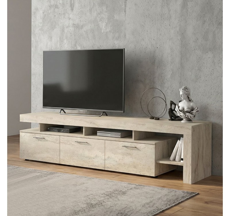Έπιπλο τηλεόρασης Acnes Megapap χρώμα travertine 220x40x52εκ.