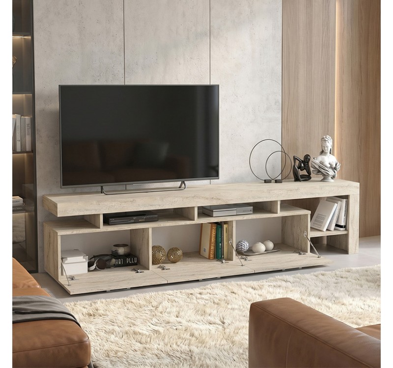 Έπιπλο τηλεόρασης Acnes Megapap χρώμα travertine 220x40x52εκ.