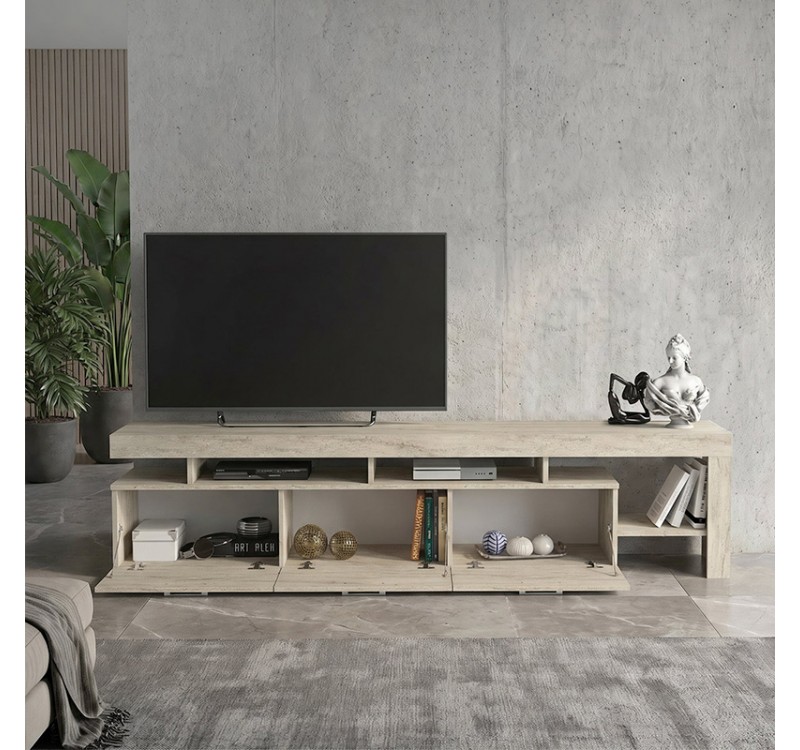 Έπιπλο τηλεόρασης Acnes Megapap χρώμα travertine 220x40x52εκ.