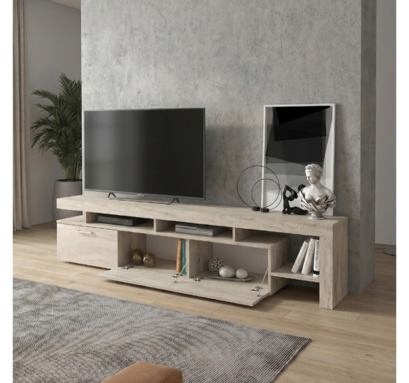 Έπιπλο τηλεόρασης Acnes Megapap χρώμα travertine 220x40x52εκ.