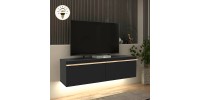 Έπιπλο τηλεόρασης επιτοίχιο Morel Megapap με LED χρώμα μαύρο 140x41,8x40εκ.