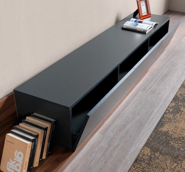 Έπιπλο τηλεόρασης Enstey Megapap επεκτεινόμενο χρώμα καρυδί - ανθρακί 260x41,8x33,5εκ.