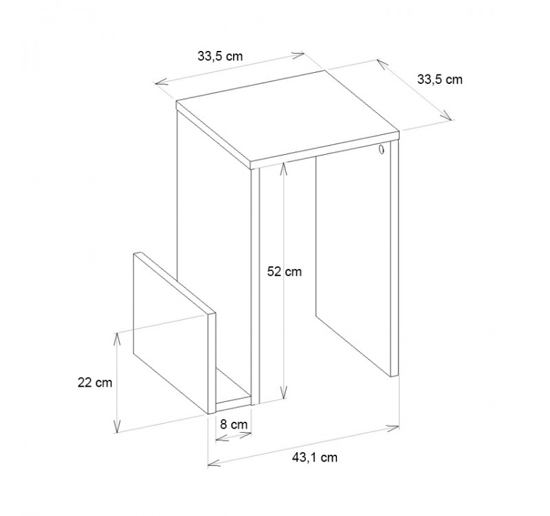 Τραπεζάκι βοηθητικό Regnar Megapap χρώμα rebab 43,1x33,5x52εκ.