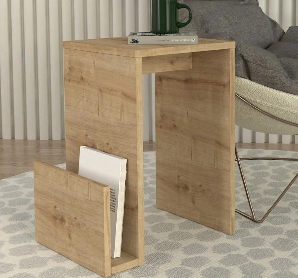 Τραπεζάκι βοηθητικό Regnar Megapap χρώμα sapphire oak 43,1x33,5x52εκ.