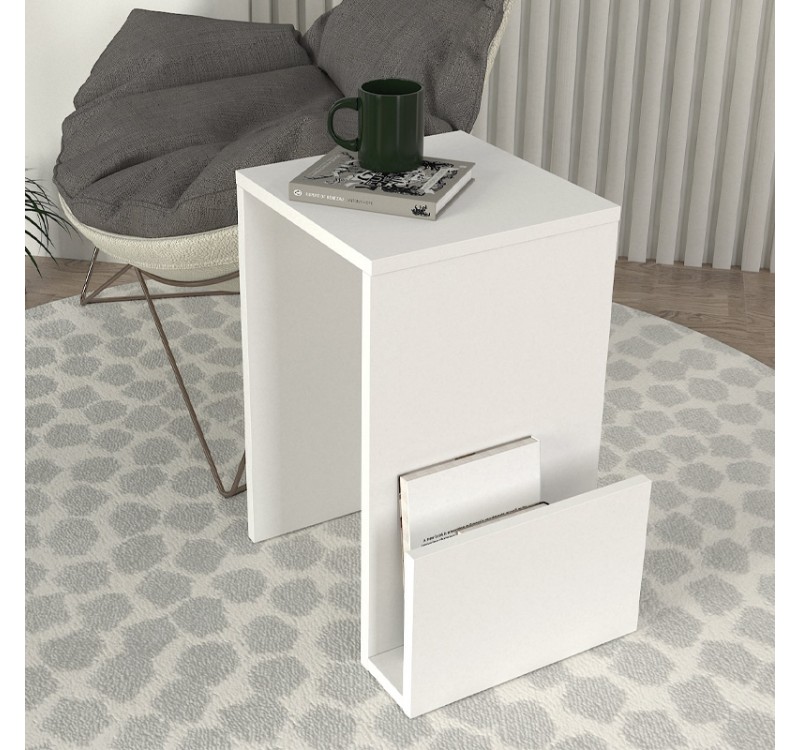 Τραπεζάκι βοηθητικό Regnar Megapap χρώμα λευκό  43,1x33,5x52εκ.