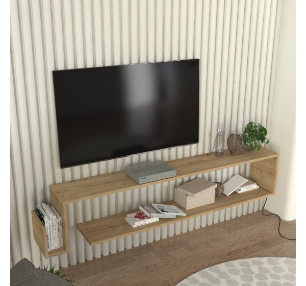 Έπιπλο τηλεόρασης επιτοίχιο Regnar Megapap χρώμα sapphire oak 168,6x25x31,8εκ.