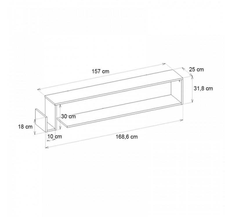 Έπιπλο τηλεόρασης επιτοίχιο Regnar Megapap χρώμα sapphire oak 168,6x25x31,8εκ.