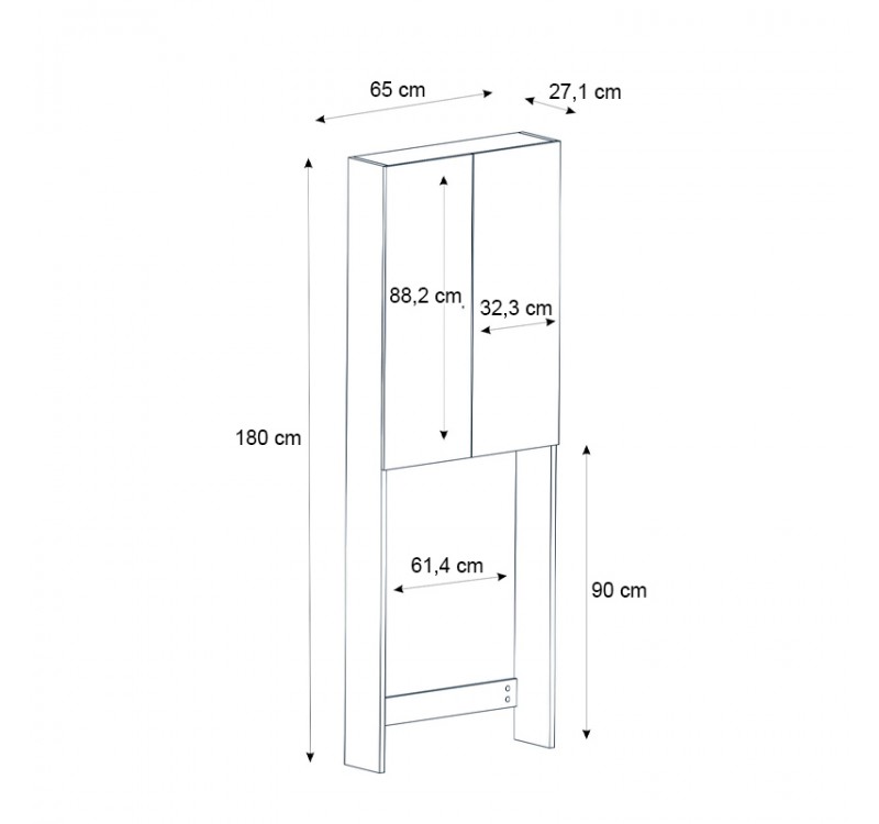 Έπιπλο πλυντηρίου Romme Megapap χρώμα sepet oak 65x27,1x180εκ.