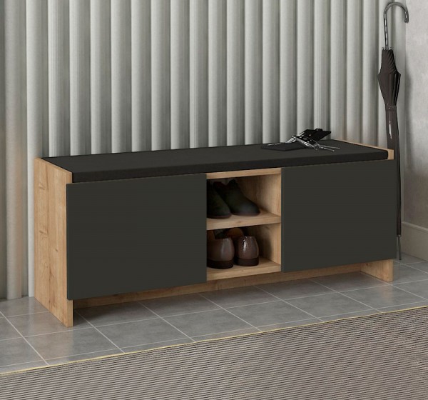 Παπουτσοθήκη Verly Megapap χρώμα sapphire oak - ανθρακί 110x33,2x43εκ.