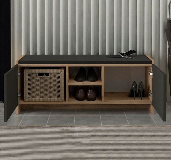 Παπουτσοθήκη Verly Megapap χρώμα sapphire oak - ανθρακί 110x33,2x43εκ.