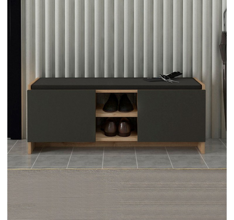 Παπουτσοθήκη Verly Megapap χρώμα sapphire oak - ανθρακί 110x33,2x43εκ.