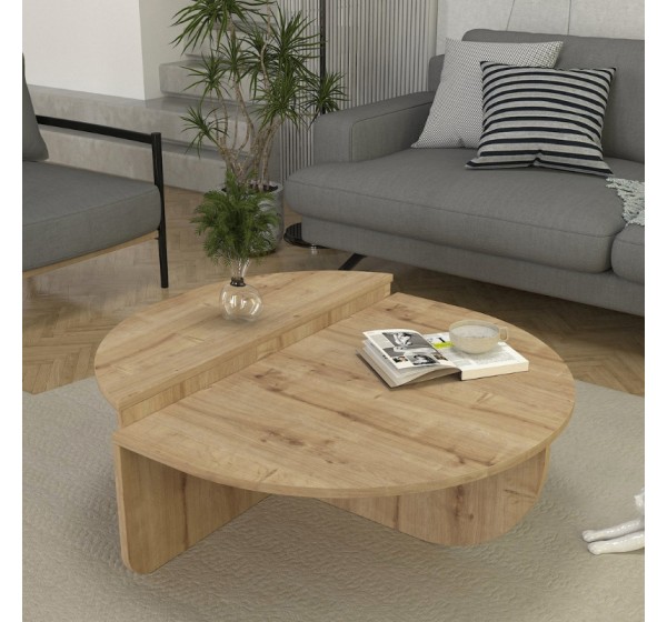 Τραπεζάκι σαλονιού Nilvia Megapap χρώμα sapphire oak Ø85x35εκ.