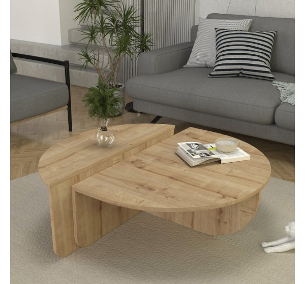 Τραπεζάκι σαλονιού Nilvia Megapap χρώμα sapphire oak Ø85x35εκ.