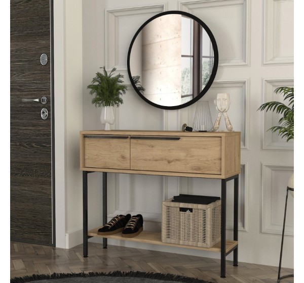 Κονσόλα με καθρέπτη Suzy Megapap χρώμα sepet oak 90x29,6x76εκ.