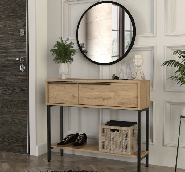 Κονσόλα με καθρέπτη Suzy Megapap χρώμα sepet oak 90x29,6x76εκ.