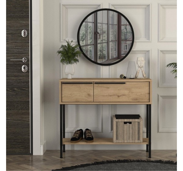Κονσόλα με καθρέπτη Suzy Megapap χρώμα sepet oak 90x29,6x76εκ.