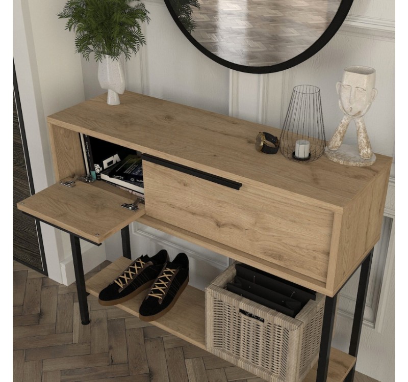 Κονσόλα με καθρέπτη Suzy Megapap χρώμα sepet oak 90x29,6x76εκ.