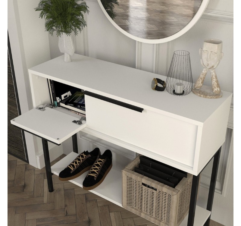 Κονσόλα με καθρέπτη Suzy Megapap χρώμα λευκό 90x29,6x76εκ.