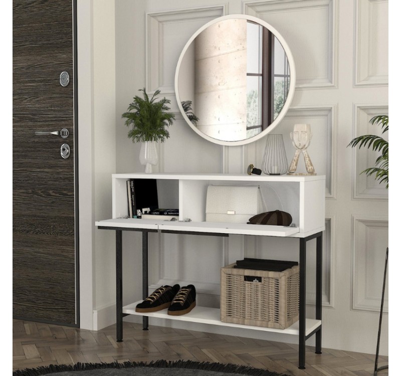 Κονσόλα με καθρέπτη Suzy Megapap χρώμα λευκό 90x29,6x76εκ.