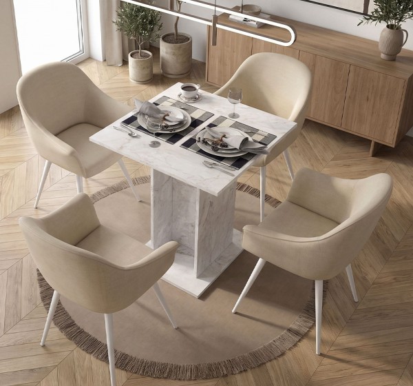 Τραπέζι Allos Megapap χρώμα λευκό εφέ μαρμάρου 75x75x77εκ.
